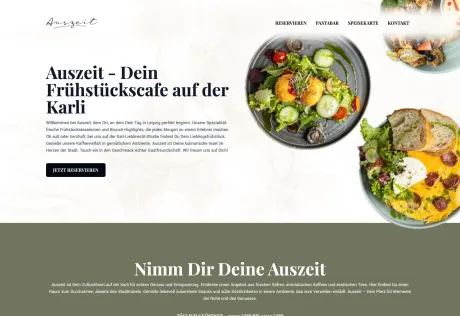 Website vom Auszeit Café Leipzig, gebaut von Marketing Planet